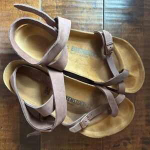 Birkenstock Brown Tan Sandals with Adjustable Straps and Contoured Footbed